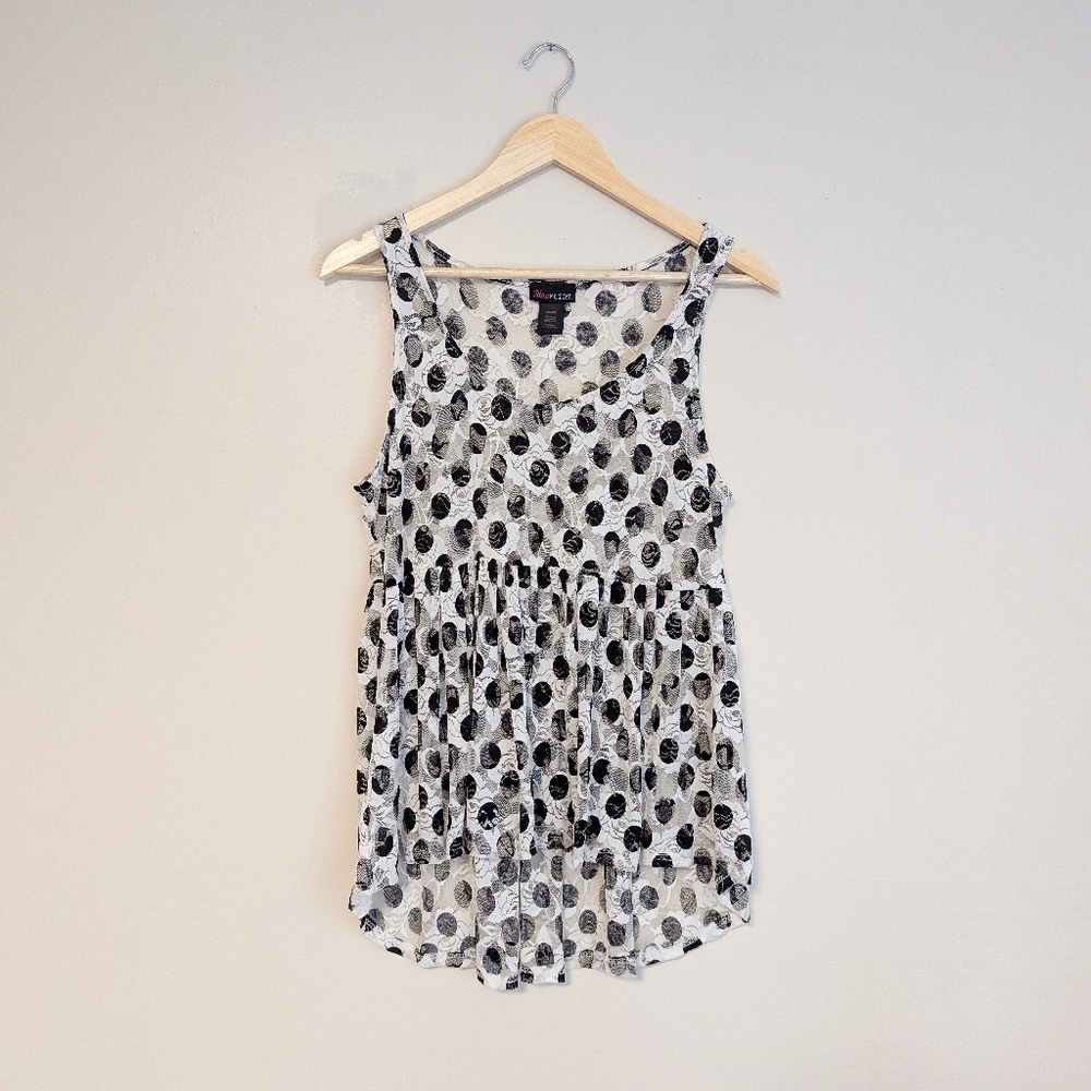 Ultra Flirt Sheer Rose And Polkadot Peplum Tank